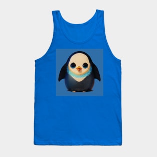 Cute Baby Penguin on Blue Tank Top